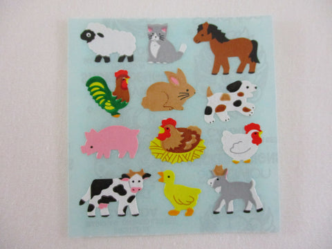 Sandylion Farm Animals Horse Pig Goat Chicken Sticker Sheet / Module - Vintage & Collectible - Rare Blue Backing
