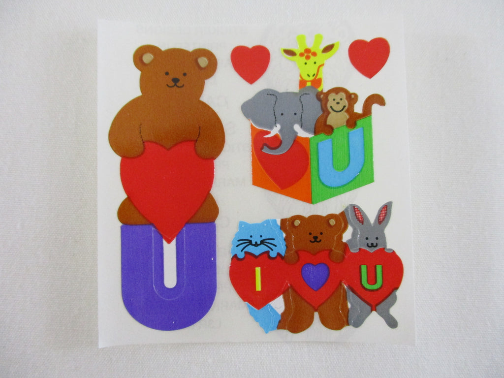 Sandylion Bear Love U Heart Valentine Sticker Sheet / Module - Vintage & Collectible