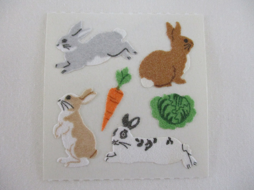 Sandylion Rabbit Fuzzy Sticker Sheet / Module - Vintage & Collectible - Scrapbooking Gift