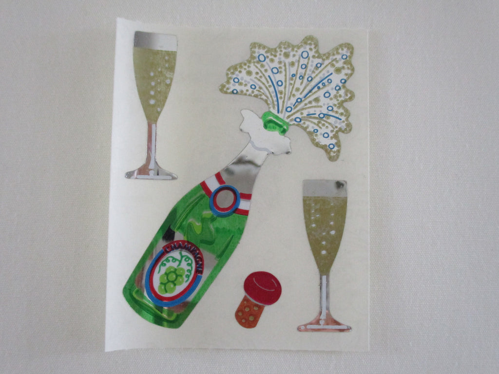 Sandylion Party Champagne Shiny Mylar Sticker Sheet / Module - Vintage & Collectible