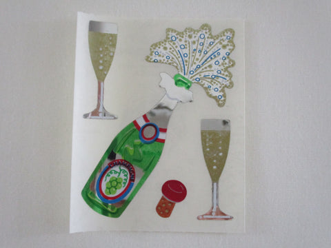 Sandylion Party Champagne Shiny Mylar Sticker Sheet / Module - Vintage & Collectible