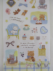 Cute Kawaii Mind Wave Doudou Sticker Sheet with Gold Accent - Cat and Friends at Home A Book Bear Tea Cupcake - for Journal Planner Craft Diary Gift Schedule