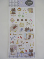 Cute Kawaii Mind Wave Doudou Sticker Sheet with Gold Accent - Cat and Friends at Home A Kitten Panda Strawberry Cake Tea - for Journal Planner Craft Diary Gift Schedule