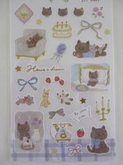 Cute Kawaii Mind Wave Doudou Sticker Sheet with Gold Accent - Cat and Friends at Home A Kitten Panda Strawberry Cake Tea - for Journal Planner Craft Diary Gift Schedule