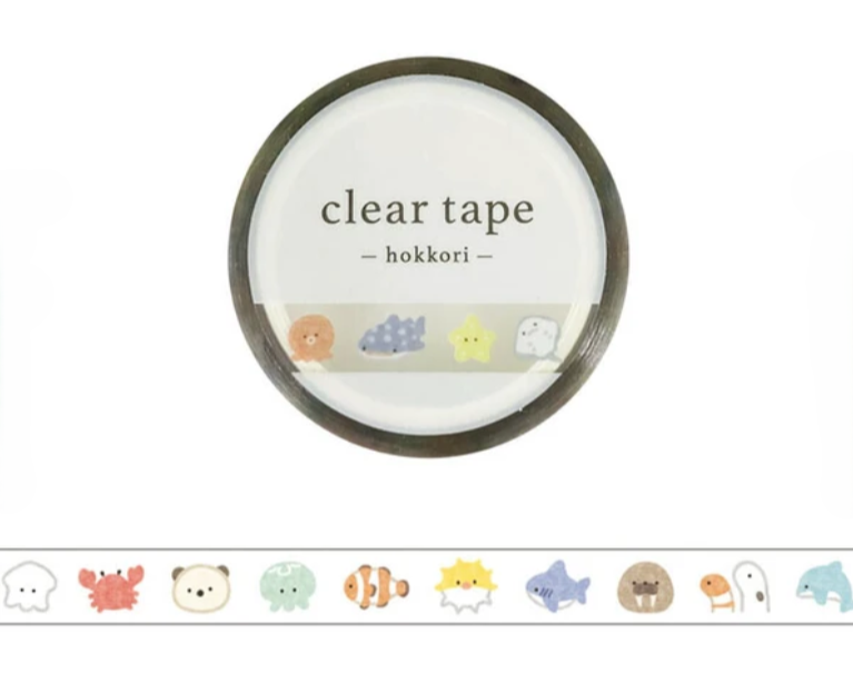 Cute Kawaii MW Mind Wave Thin Washi / Masking Deco Tape - Fish Ocean Animal Sea Vacation Beach - for Scrapbooking Journal Planner Craft Diary Notebook Gift