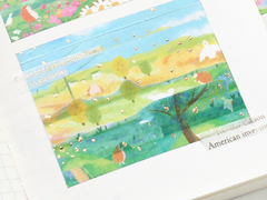 Cute Kawaii BGM Washi / Masking Deco Tape - Lush Green Landscape Beautiful Nature Farm Animal Free Forest Season Gold Accent - for Journal Planner Craft Diary Schedule Notebook Scrapbook Stationery Gift