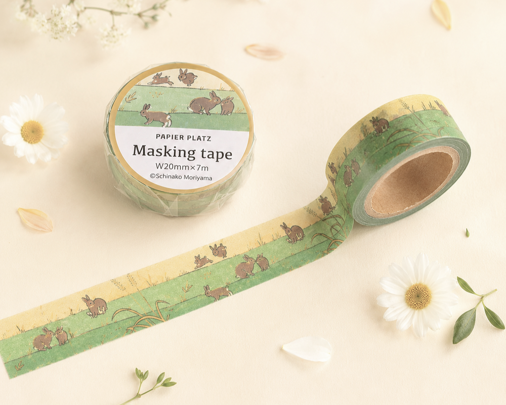 Cute Kawaii Papier Platz Washi / Masking Deco Tape - Rabbit Hop Cuteness C - for Journal Planner Diary Scrapbook Craft Gift
