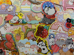 Cute Kawaii Stacked Sleepy Relax Animal Friends Flake Stickers - 47 pcs