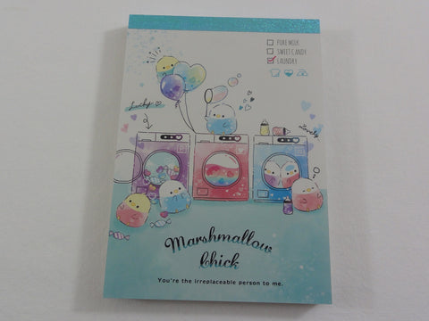 Cute Kawaii Q-Lia Marshmallow Chick Laundry 4 x 6 Inch Notepad / Memo Pad - Stationery Designer Paper Collection