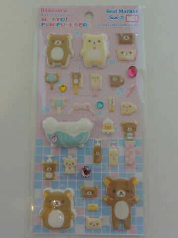 z Cute Kawaii San-X Rilakkuma Bath Time Puffy Sticker Sheet