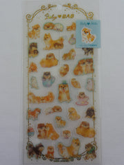 Cute Kawaii Kamio Dog Puppy Sticker Sheet - with Gold Accents - for Journal Planner Craft Agenda Organizer Scrapbook
