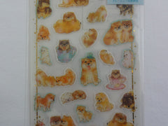 Cute Kawaii Kamio Dog Puppy Sticker Sheet - with Gold Accents - for Journal Planner Craft Agenda Organizer Scrapbook