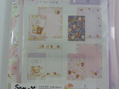 Cute Kawaii San-X Rilakkuma meets Chairoikoguma Flower Field Bear Letter Set Pack - 2019 - Writing Paper Envelope Stationery