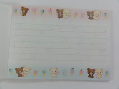 Cute Kawaii San-X Rilakkuma Bear Chairoikoguma Ice Cream 4 x 6 Inch Notepad / Memo Pad - Stationery Designer Paper Collection