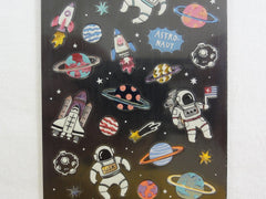 Cute Kawaii Mind Wave Space Planet Astronaut Stars Comet Universe Sticker Sheet - for Journal Planner Craft Scrapbook Organizer Calendar Notebook