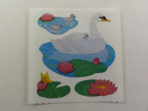 Sandylion Swan Glitter Sticker Sheet / Module - Vintage & Collectible