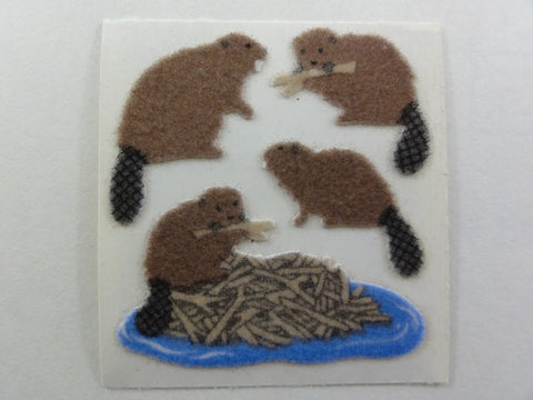 Sandylion Beaver Fuzzy Sticker Sheet / Module - Vintage & Collectible