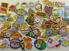 Cute Kawaii Sushi Mochi Pretzel Bread Muffin Jelly Beans Snacks Food theme Flake Stickers - 40 pcs
