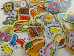 Cute Kawaii Sushi Mochi Pretzel Bread Muffin Jelly Beans Snacks Food theme Flake Stickers - 40 pcs