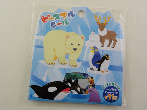 Cute Kawaii Mind Wave Arctic Penguin Bear Whale Animal Stickers Flake Sack