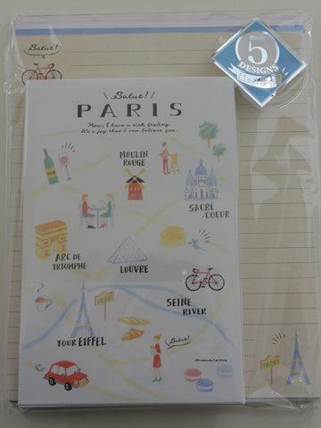 Cute Kawaii Stationery Kamio Travel Paris NY Roma Japan Letter Set Pack