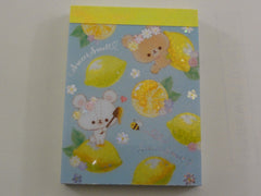 Cute Kawaii Q-Lia Sweet Smell Lemon Bear Mini Notepad / Memo Pad - A