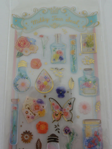 z Cute Kawaii Crux Spring Flower in the Bottles Sticker Sheet - B - for Journal Planner Craft