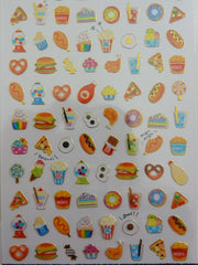z Cute Kawaii Crux Food Theme Popcorn Pretzel Gum Donut Drinks Sticker Sheet - for Journal Planner Craft