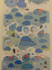 Cute Kawaii San-X Jinbesan Whale Sticker Sheet - A - for Planner Journal Scrapbook Craft