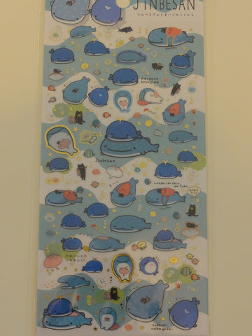 Cute Kawaii San-X Jinbesan Whale Sticker Sheet - A - for Planner Journal Scrapbook Craft