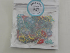 Cute Kawaii Crux Candy Drop Style Flake Stickers Sack - Happy Party Love - for Journal Planner Agenda Craft Scrapbook