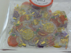 Cute Kawaii Crux Candy Drop Style Flake Stickers Sack - Grape Apple Fruit Drink Summer - for Journal Planner Agenda Craft Scrapbook