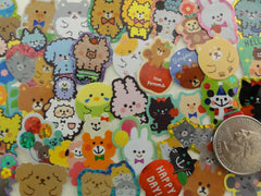 Cute Kawaii Variety Pet and Zoo Animals theme Flake Stickers - 40 pcs