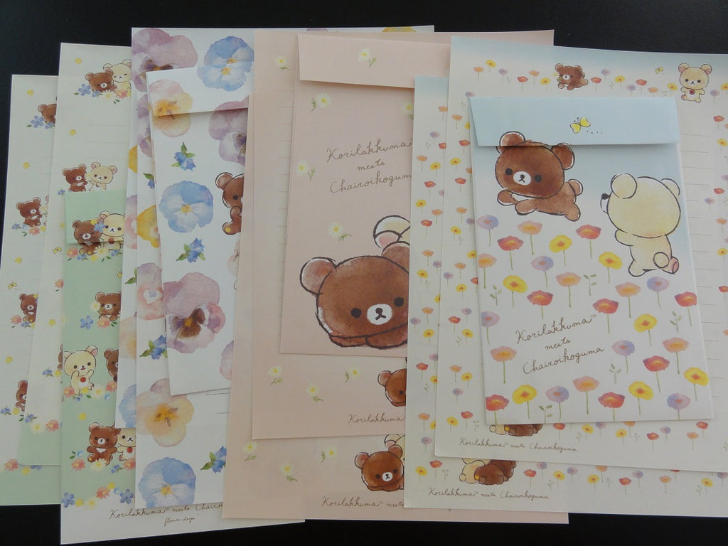 Cute Kawaii San-X Rilakkuma Korilakkuma Flower Letter Sets - Stationery Writing Paper Envelope