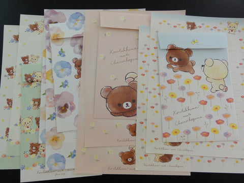 Cute Kawaii San-X Rilakkuma Korilakkuma Flower Letter Sets - Stationery Writing Paper Envelope