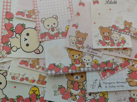 z San-X Rilakkuma Bear La Fraise Paris Memo Note Paper Set