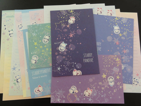 Cute Kawaii Crux Panda Starry Dive Letter Sets - Stationery Writing Paper Envelope Penpal