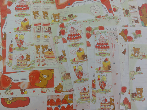 San-X Rilakkuma Bear Strawberry Memo Note Paper Set - for Writing Stationery Scrapbook Art Craft Penpal
