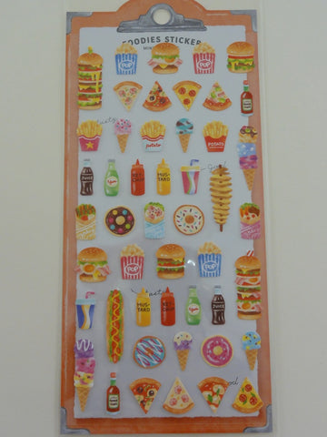 Cute Kawaii Mindwave Foodies Sticker Sheet - A - Popcorn Burger Ice Cream Hotdog Pizza - for Journal Planner Craft