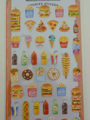 Cute Kawaii Mindwave Foodies Sticker Sheet - A - Popcorn Burger Ice Cream Hotdog Pizza - for Journal Planner Craft