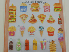 Cute Kawaii Mindwave Foodies Sticker Sheet - A - Popcorn Burger Ice Cream Hotdog Pizza - for Journal Planner Craft