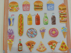 Cute Kawaii Mindwave Foodies Sticker Sheet - A - Popcorn Burger Ice Cream Hotdog Pizza - for Journal Planner Craft