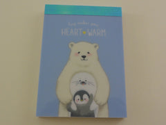 Cute Kawaii Mind Wave Bear Seal Penguin Warm Hugs Mini Notepad / Memo Pad - Stationery Design Writing Collection