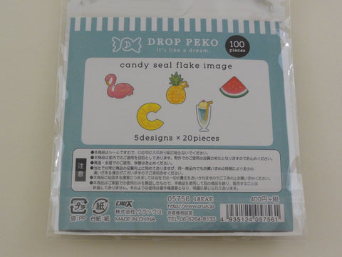 Cute Kawaii Crux Candy Drop Style Flake Stickers Sack - Summer Fruit - for Journal Planner Agenda Craft Scrapbook