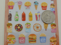 Cute Kawaii Mindwave Foodies Sticker Sheet - A - Popcorn Burger Ice Cream Hotdog Pizza - for Journal Planner Craft