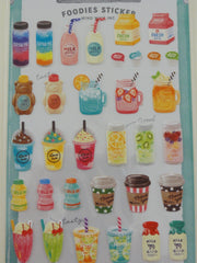Cute Kawaii Mindwave Foodies Sticker Sheet - B - Drinks Coffee Fruit Juice Milk Frappuccino  - for Journal Planner Craft Schedule Diary Gift