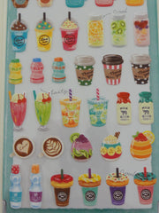 Cute Kawaii Mindwave Foodies Sticker Sheet - B - Drinks Coffee Fruit Juice Milk Frappuccino  - for Journal Planner Craft Schedule Diary Gift
