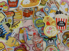 Cute Kawaii Food theme Burger Popcorn Coffee Drink Sweet Bakery Flake Stickers - 40 pcs + Bonus 1 large