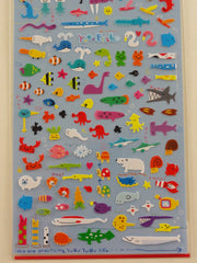 Cute Kawaii Mind Wave Fish Ocean Sea Animals Sticker Sheet - for Journal Planner Craft