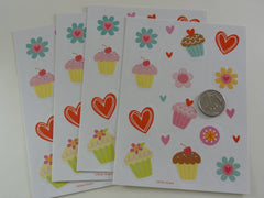 Cute Kawaii Love Cupcakes Sticker Sheets - for Journal Planner Craft